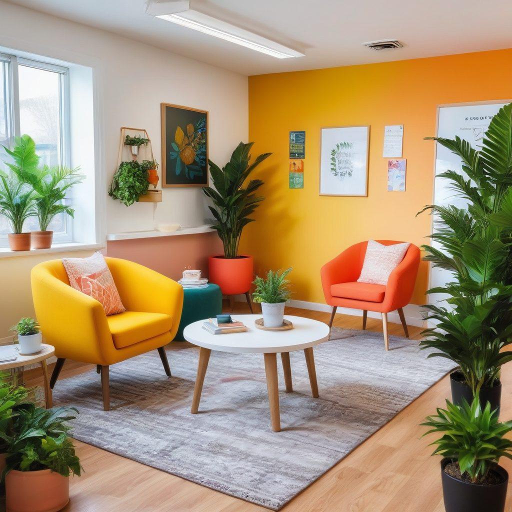 A warm and inviting office space with a friendly onboarding team welcoming new employees. Bright colors with cheerful decor, including plants and motivational posters. Show diverse individuals engaging in a fun onboarding activity, with smiles and excitement on their faces. Incorporate elements like welcome kits and coffee breaks to depict a cozy atmosphere. vibrant colors. painting. upbeat style.